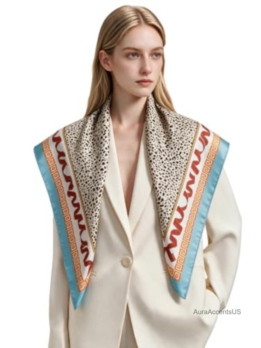 Polyester Silk-Touch Large Square Scarf 35" Lightweight Head Wrap Gift Packed